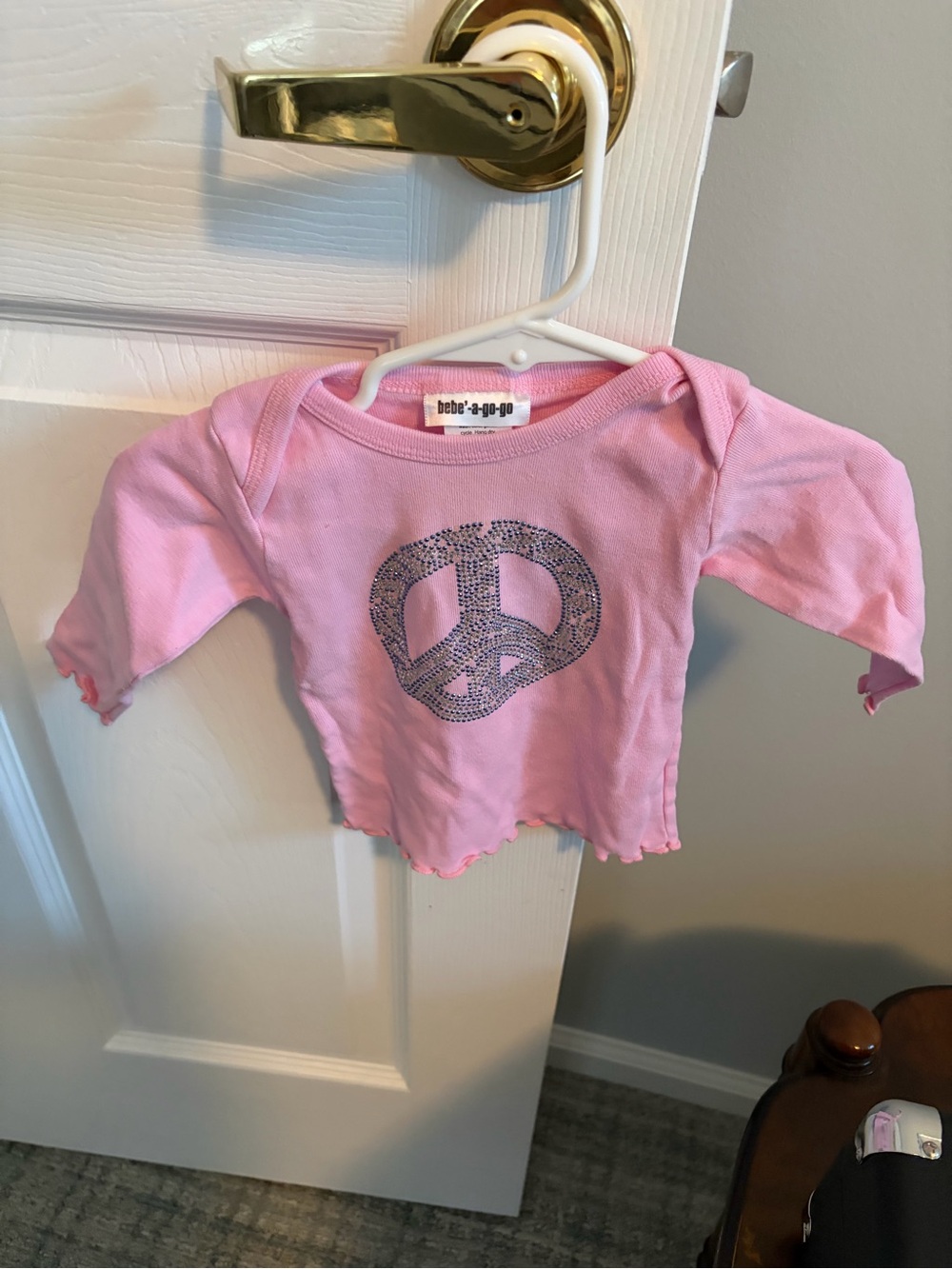 Bebe A Go Go Pink Peace Sign Long-Sleeve Baby Top